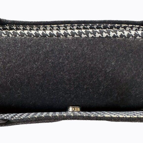 Vintage Kate Spade NY Sam Wool Shoulder Bag Charcoal Gray Houndstooth Y2K Luxury - Picture 8 of 14